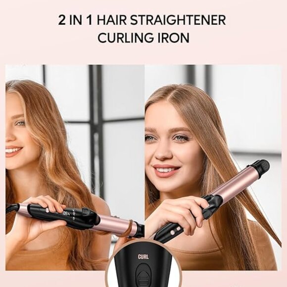 Terviiix Travel Curling Iron 2 in 1, Travel Flat Iron Hair Curler in One, 1 1/4 - Picture 4 of 4